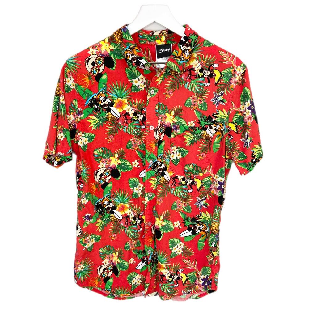 Disney Mickey Minnie Hula Red Hawaiian Shirt - Adult Size M